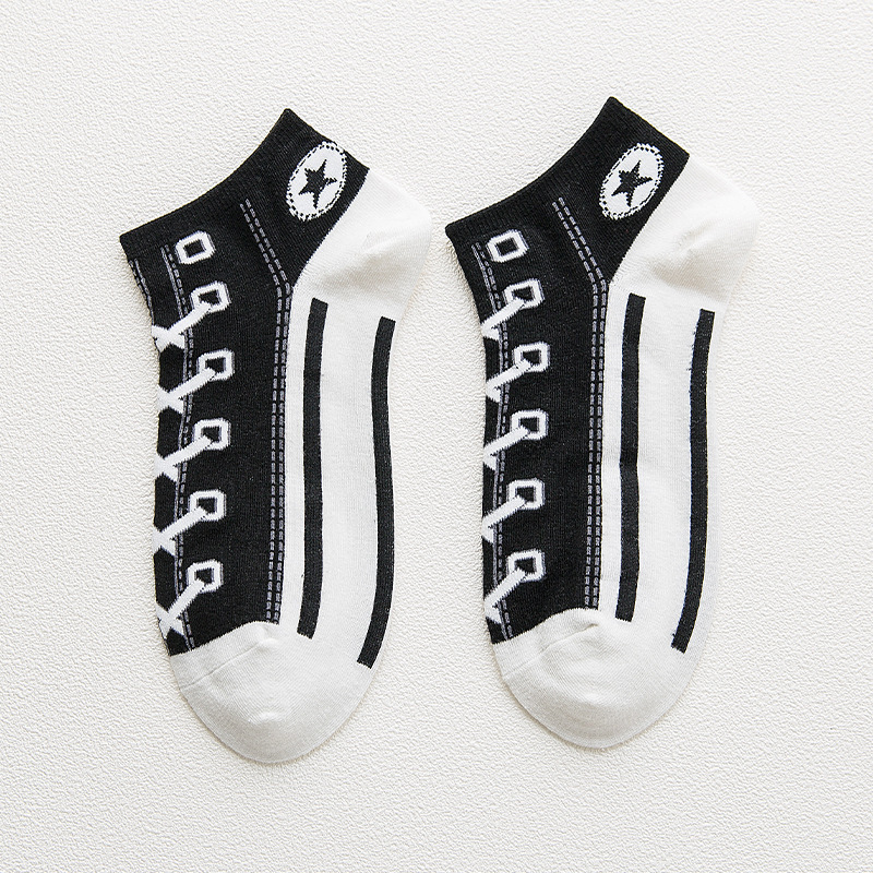 Picture of Cross-Border Spring and Summer Fashion Breathable Shoelace Boat Socks Low-Cut Short-Tube Personalized Ins Sneakers Trendy Sports Shoes Socks