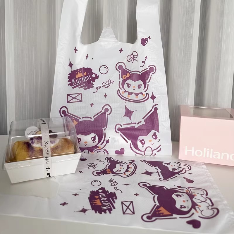 Cartoon Plastic Packaging Bag Stationery Store Kuromi Packaging Bag Cute Gift Bag Thickeneded Shopping Tote Bag