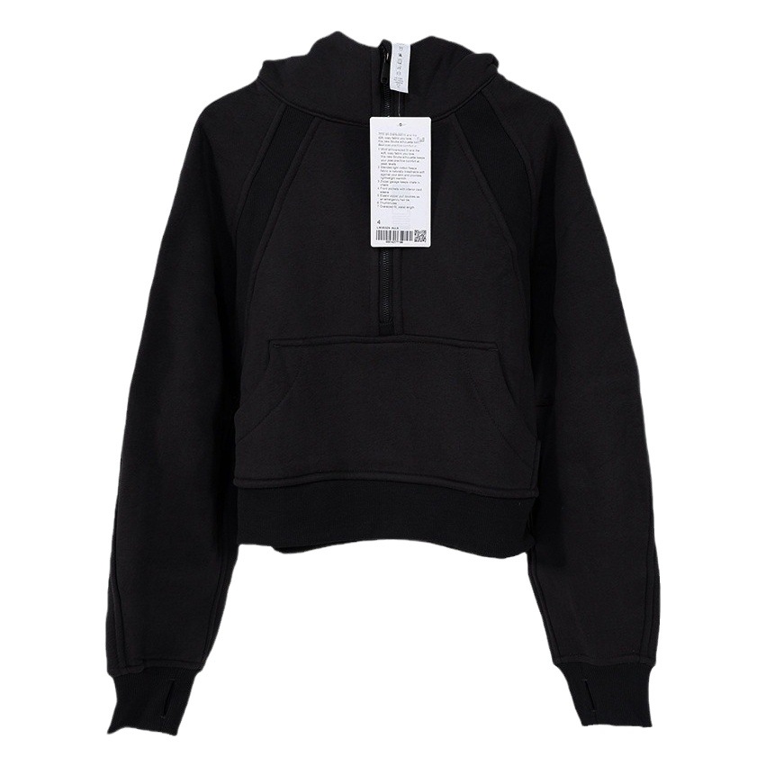 Yoga clothes autumn and winter New short women's sports half zipper hoodie fleece outdoor running quick-drying coat