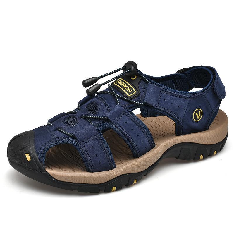 Summer Fashion Men's Travel Baotou plus size Beach Sandals Youth Open Toe Breathable Sandals Cross-border Hair