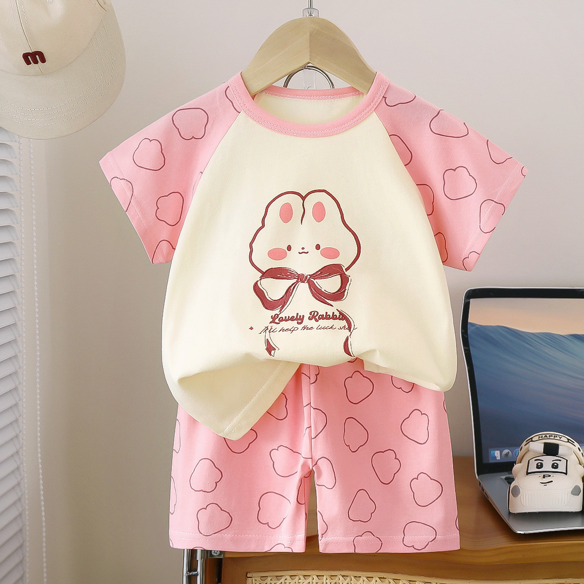 Picture of Children's Short-Sleeved Suit Pure Cotton Summer New Baby Boy Summer T-Shirt Girl Clothing Thin Kidsren's Clothing Carefully Selected