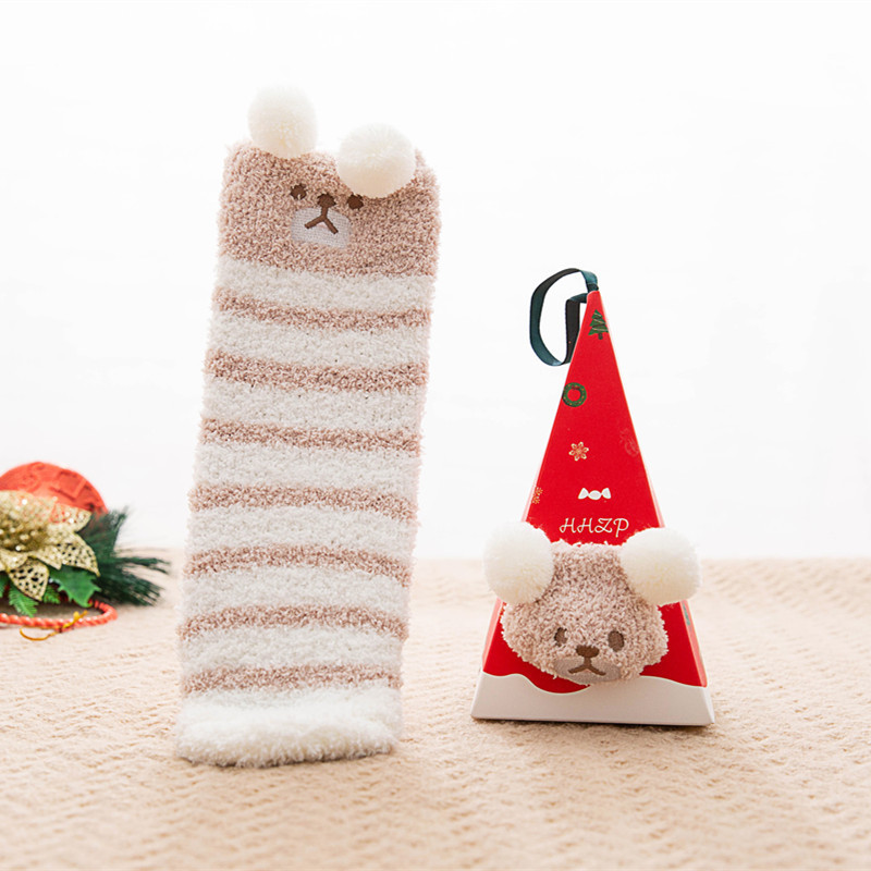 Picture of Japanese Style Three-Dimensional Cartoon Floor Socks Sleep Socks Coral Fleece Socks Women's Winter Towel Socks Thickened Warm Plush