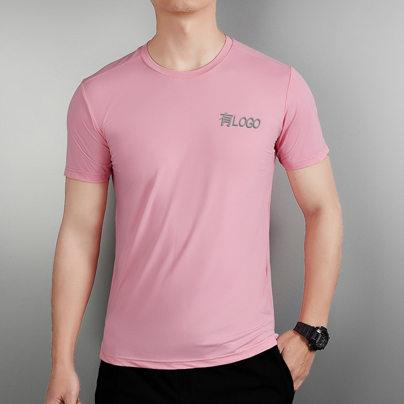 Brand Logo in stock Quick-drying Sports Short-sleeved T-shirt Men's Summer Loose Breathable Stretch Fitness Casual Top