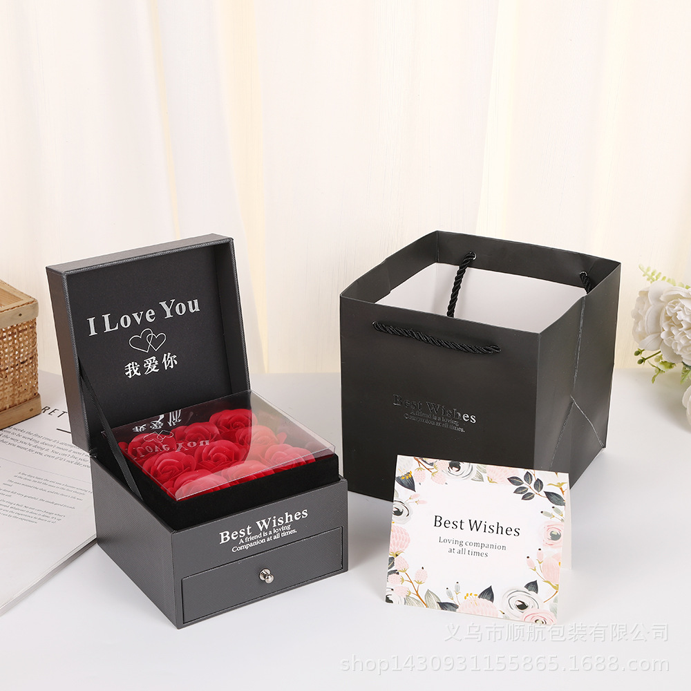 520 Gift Box Necklace Box 9 Roses Lipstick Box Drawer Gift Box Valentine's Day Gift Box Eternal Flower Gift Box