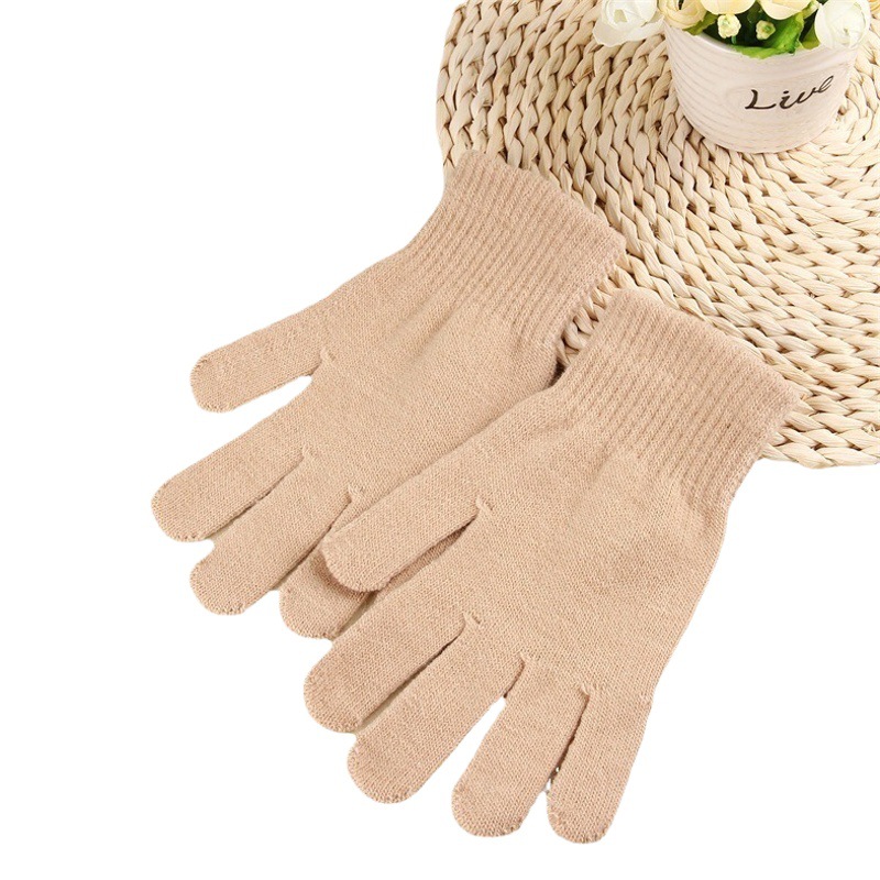 New unisex acrylic magic gloves winter warm knitted gloves monochrome full finger gloves can be printed logo