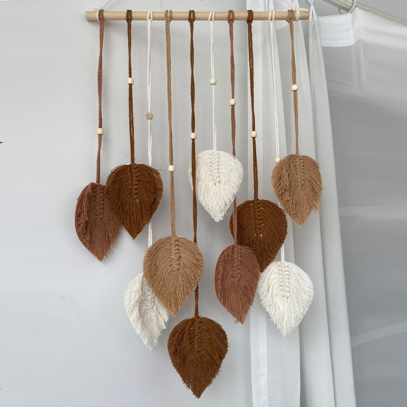 Picture of Cross-border new five-color ten-leaf hand-woven wall hanging leaf tapestry home wall decoration wall decoration