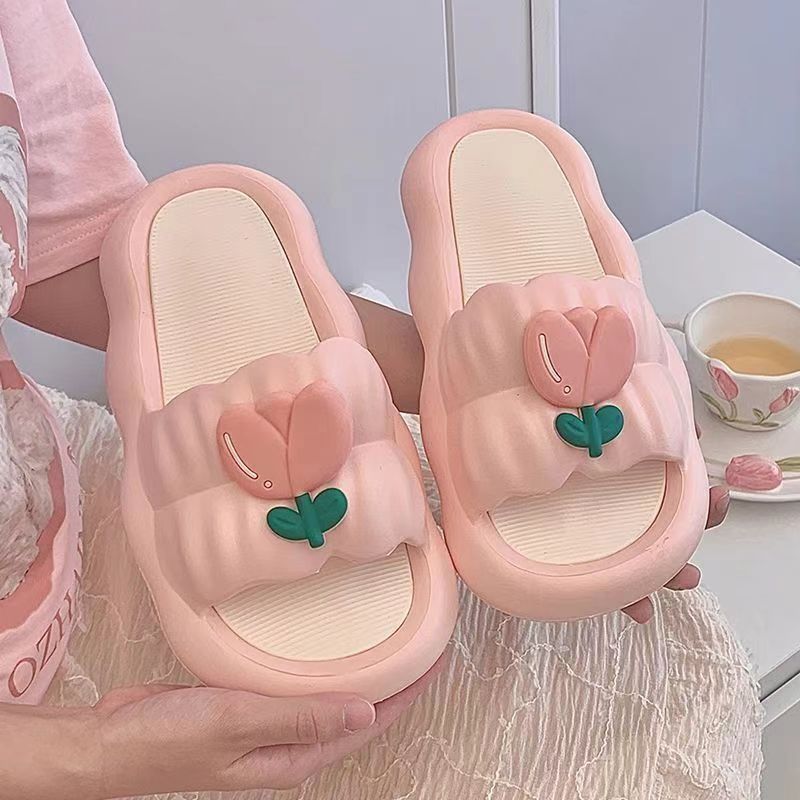 Tulip Slippers Home High-end Women's Outwear Fairy-style Sweet Summer Internet Celebrity Ins Non-slip Slip-on Shit Sandals