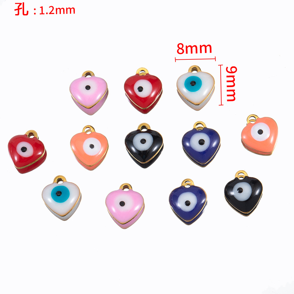 Picture of 9 x 8mm stainless steel creative love drop oil eyes pendant bracelet necklace diy stainless steel jewelry accessories