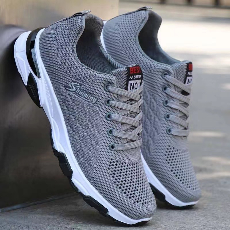 One-piece delivery spring and summer new men's casual shoes comfortable soft bottom flying woven sneaker lace-up running shoes single-layer shoes