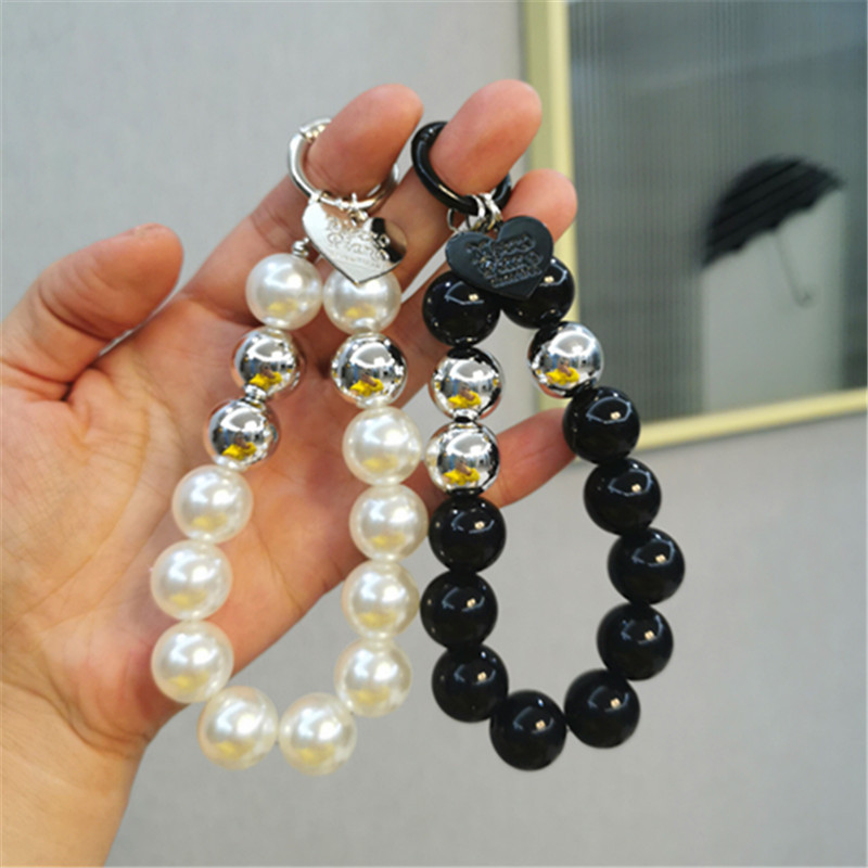 Love Bead Chain Pendant DIY Mobile Phone Case Chain Handmade Beaded Peach Heart Hanging Decorative Jewelry Pendant