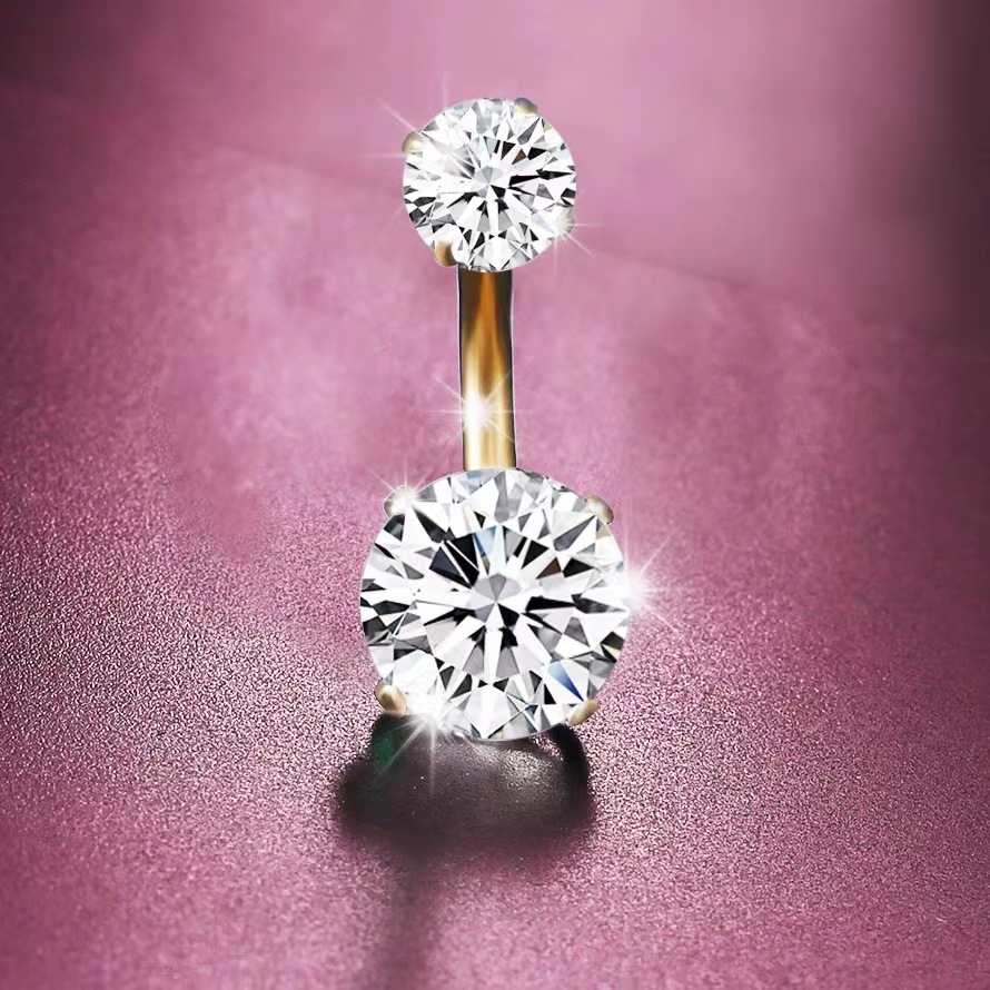 Picture of Cross-border diamond-encrusted zircon navel ring navel nail piercing jewelry factory wholesale