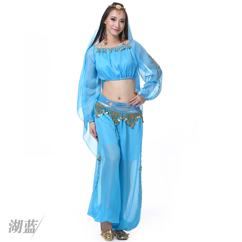 Picture of 4 Piece Set Lantern Long Sleeve Ring Lantern Pants Veil Belly Dance suit Belly Dance India Performance suit