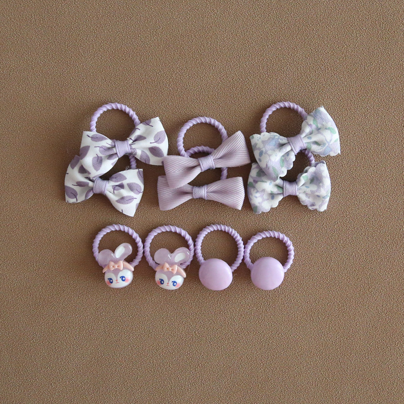 Picture of A152 factory wholesale children's cute headdress hair accessories baby mini bow thumb rubber band suit 1 set