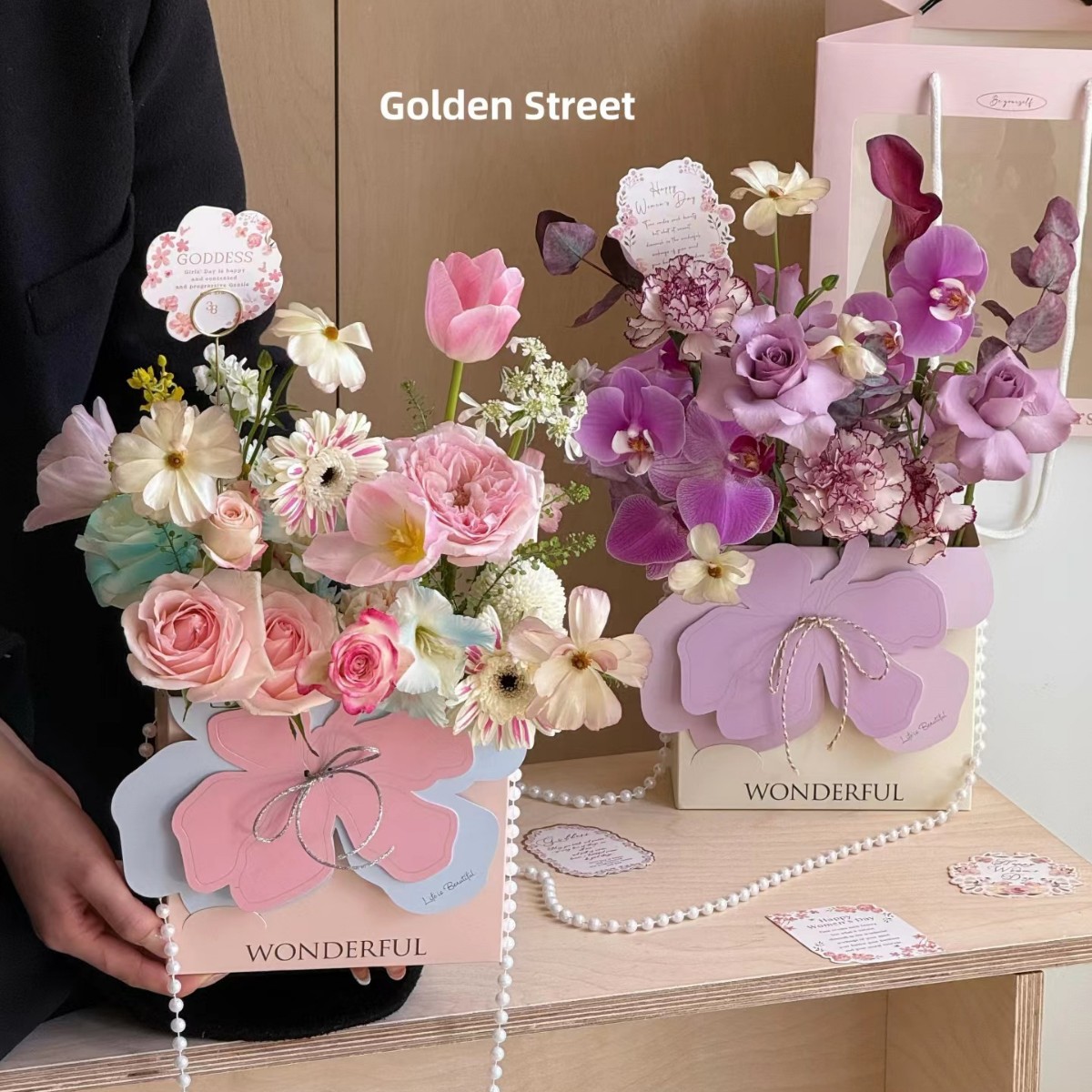 Butterfly Hand-Held Flower Box DIY Bouquet Packaging Bag Flower Shop Floral Paper Flower Wrapping Material Flower Arrangement Box