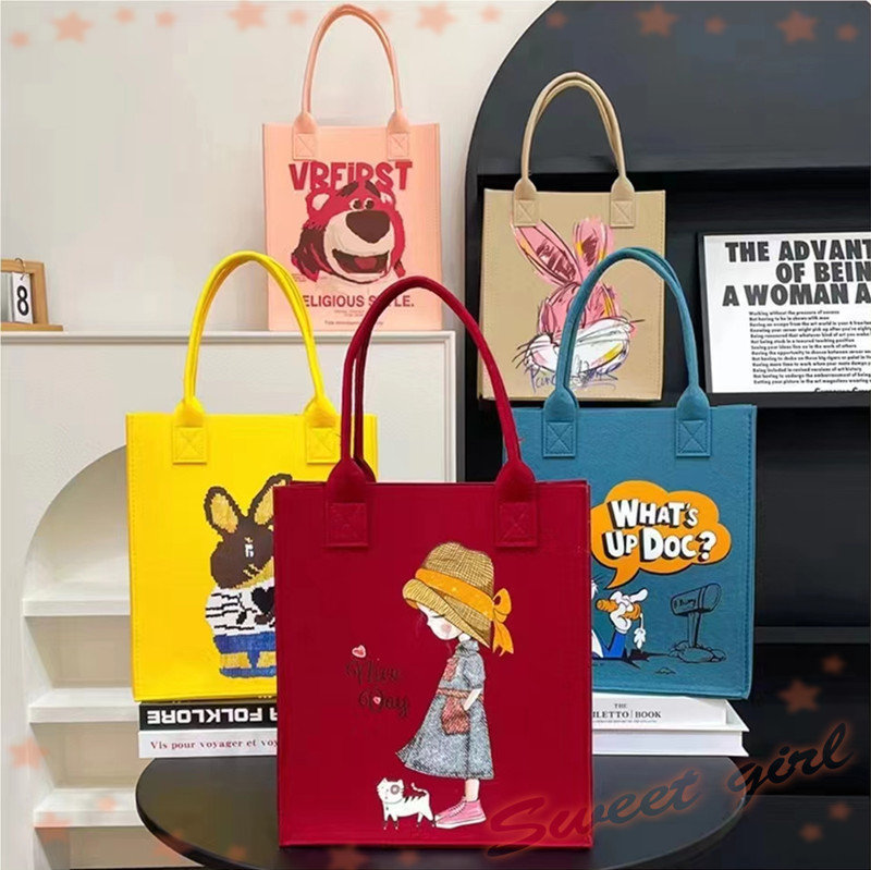 New Heat Transfer Felt Shopping Bag, Trendy Cute Doll Mommy Bag, Cartoon Souvenir, Heat Transfer Cute Cartoon