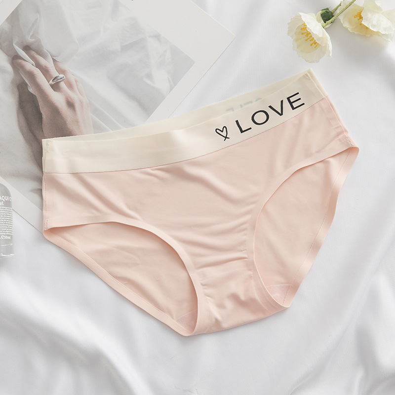 Picture of Naked seamless simple letter sporty women's underwear ice silk breathable mid-waist hip girl's quick-drying briefs