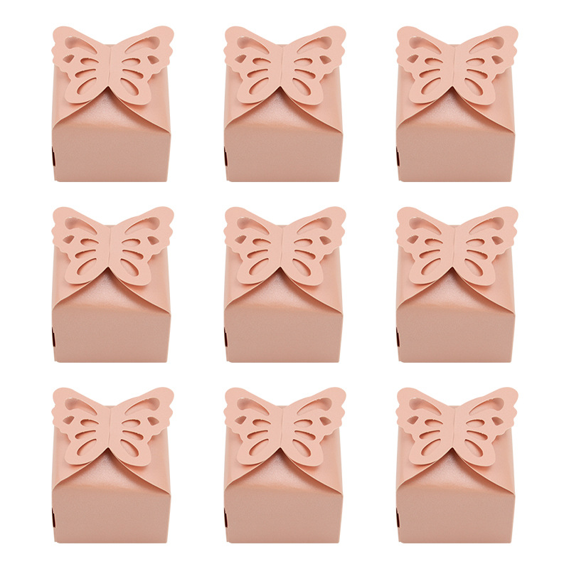 Picture of Cross-border new candy box creative butterfly hollow square bottom candy box pearl paper packaging box wedding candy box wholesale