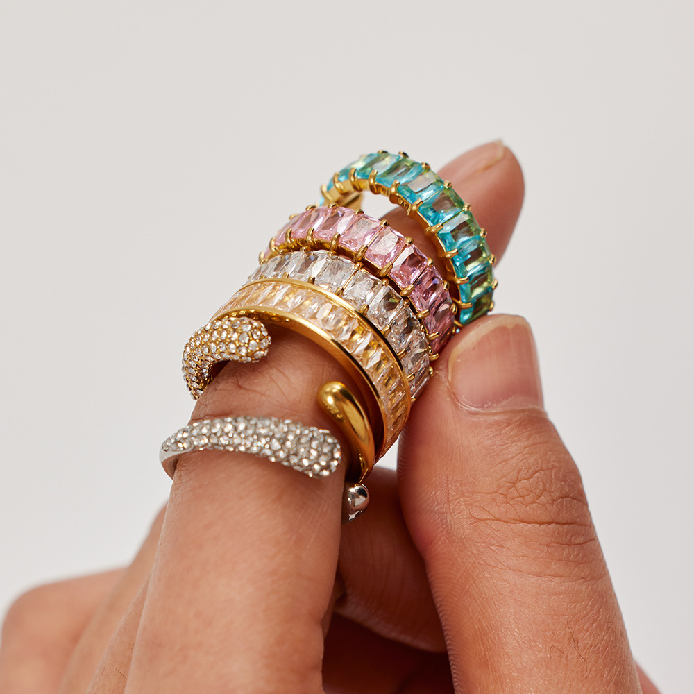Picture of Jieding European and American titanium steel spring and summer stainless steel inlaid zircon ring cross-border trend does not fade niche jewelry wholesale
