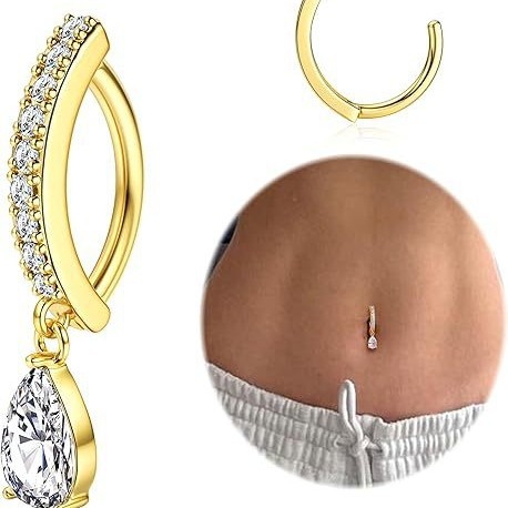 Amazon Hot New Love Water Drop Navel Ring Copper Inlaid Zircon Navel Ring Arc Navel Buckle Piercing Jewelry