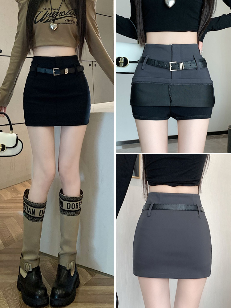 Hot Girl Street Hip Skirt Women's 2024 Summer High Waist Slim-fit Slim-fit Design Sense Anti-glare A- line Skirt