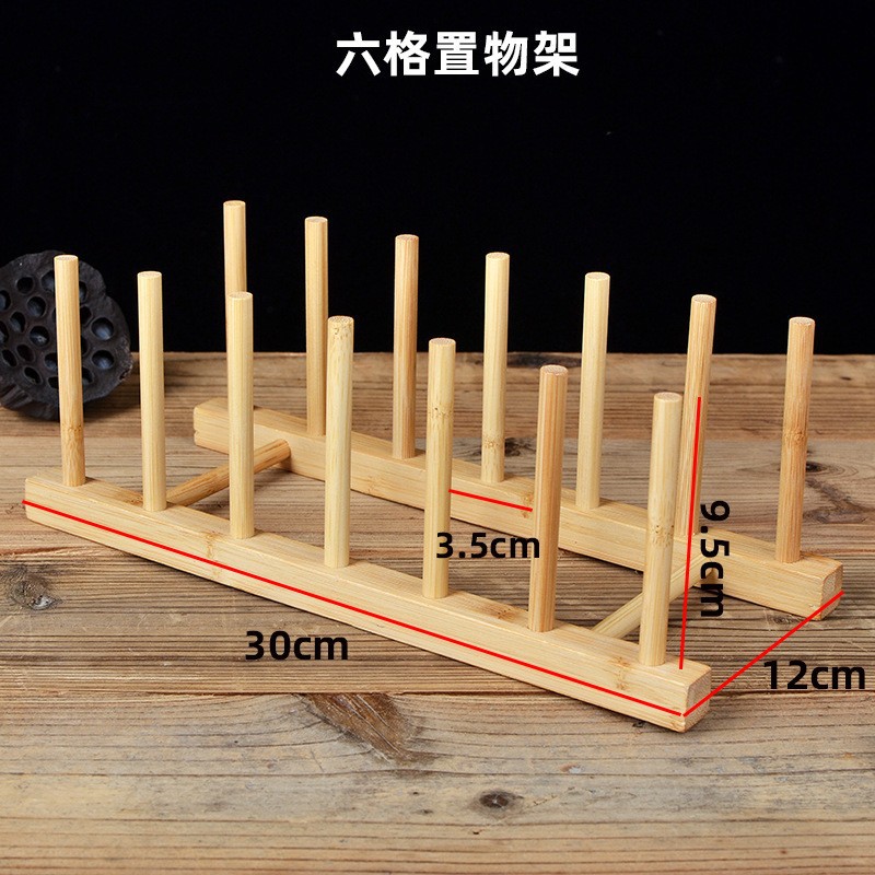 Picture of Factory Wholesale Bamboo Drain Rack Bowl Rack Kitchen Rack Wooden Chopping Board Dishes Plate Shelf Tea Cake Bracket