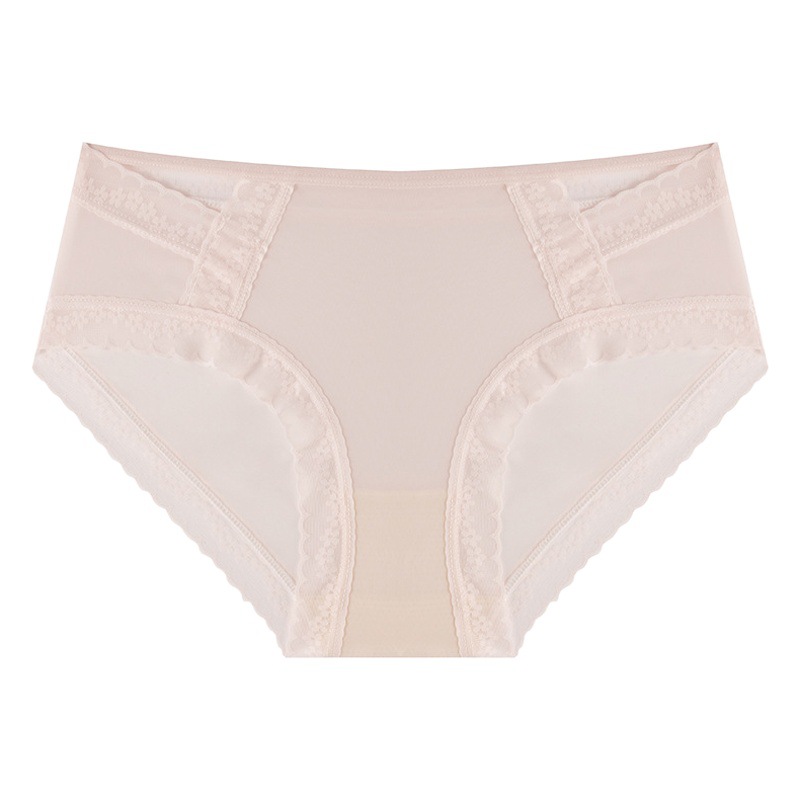 Pure seamless sexy lace Ice Silk quick-drying underwear women's antibacterial cotton crotch breathable girls large size briefs