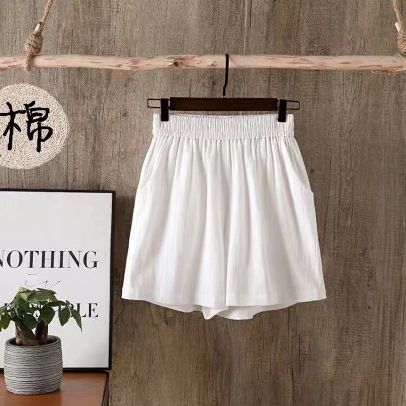Cotton Linen Shorts Women's Summer Loose High Waist Outerwear Casual Slimming All-match Wide Leg Pants Thin Casual Pants