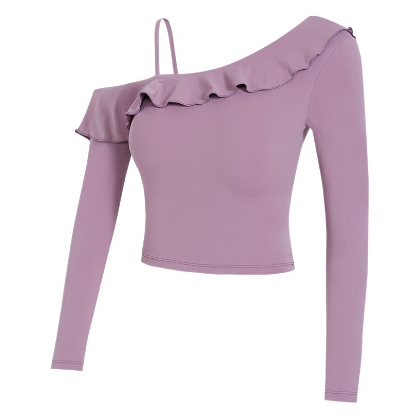 Yoga Clothes with Chest Mat Women's Spring and Summer Beautiful Back Long-sleeved Sports Top Running Training Advanced Fitness Clothes