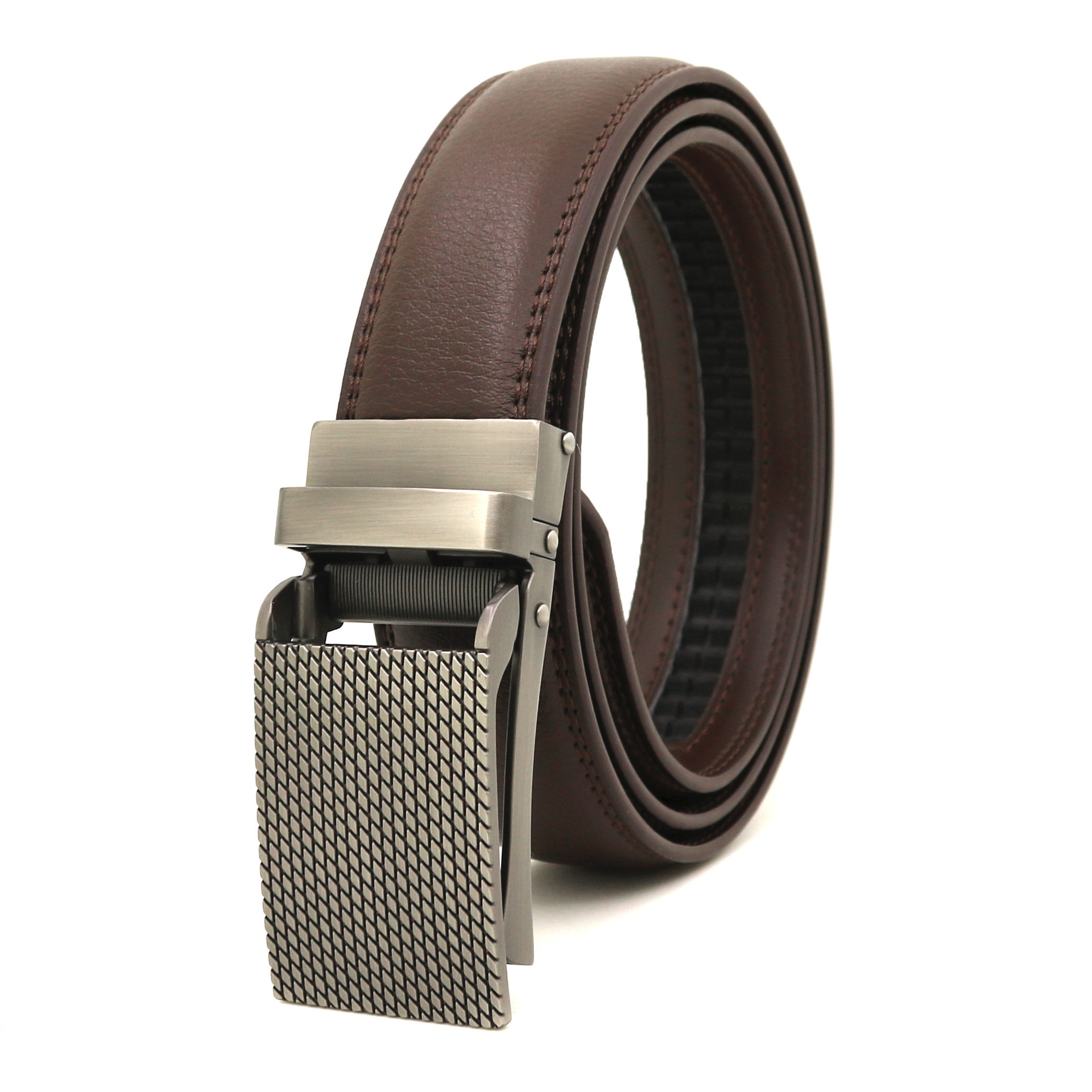 Picture of Japanese and Korean men's automatic buckle belt reverse pull buckle two-layer cowhide leather belt business Foreign Trade factory wholesale
