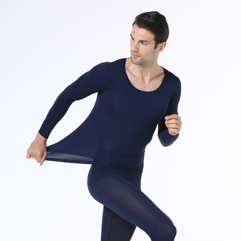 Picture of 37 degree constant temperature autumn and winter men's underwear large size seamless ultra-thin autumn clothes autumn pants round neck slim thermal underwear set