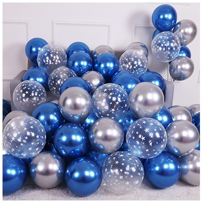 Picture of 10 Inch Thickened Sub Light Blue Ink Blue Haze Night Blue Round Balloon Birthday Bar Decoration