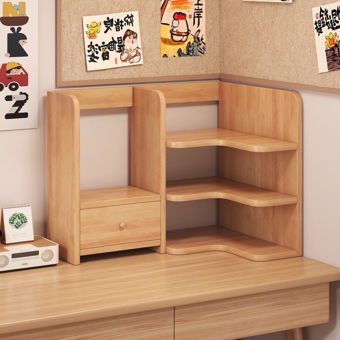 Bookshelf desktop storage rack, home desktop corner bookcase, workstation small rack, student dormitory desk storage cabinet