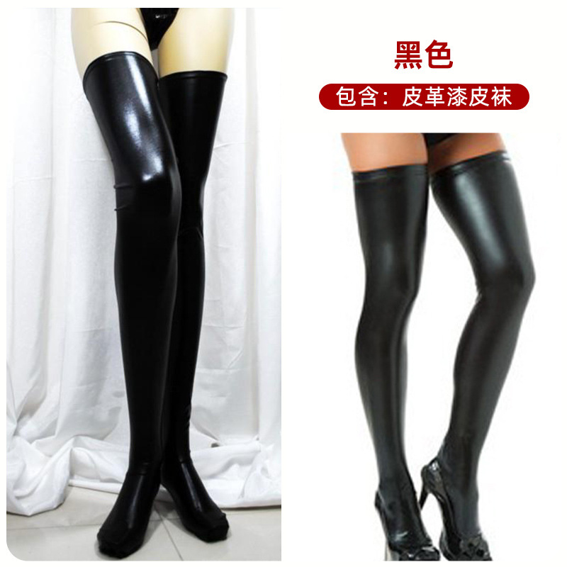 Picture of Factory wholesale DS performance leather patent leather socks imitation leather fun stockings dance socks performance socks