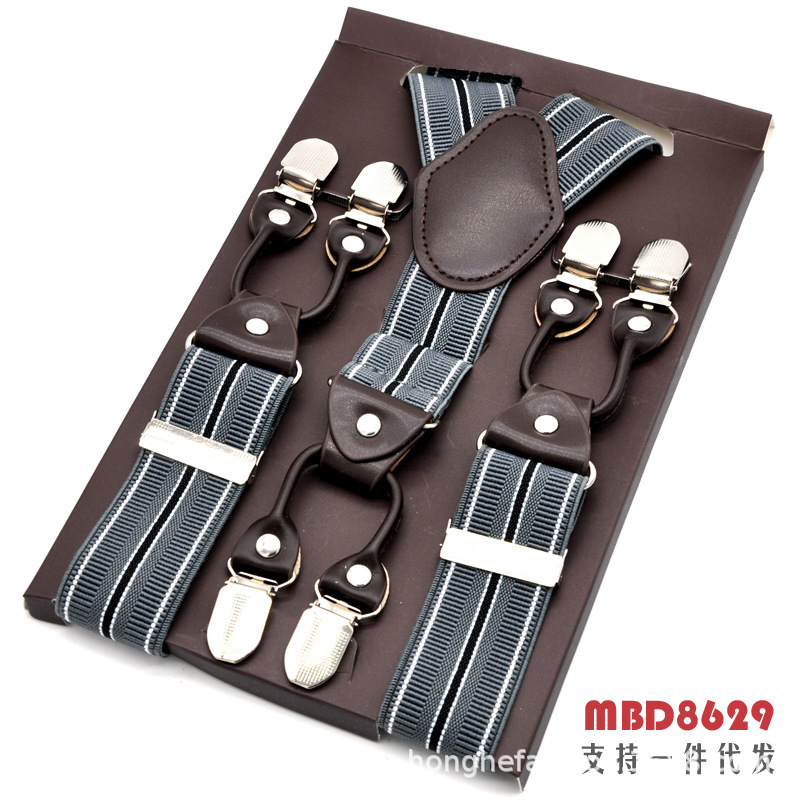 Picture of Cross-Border Supply Men's Suspenders Six-Clip Suspenders Elastic Adjustable Fat People Suspenders Men and Women Suspenders