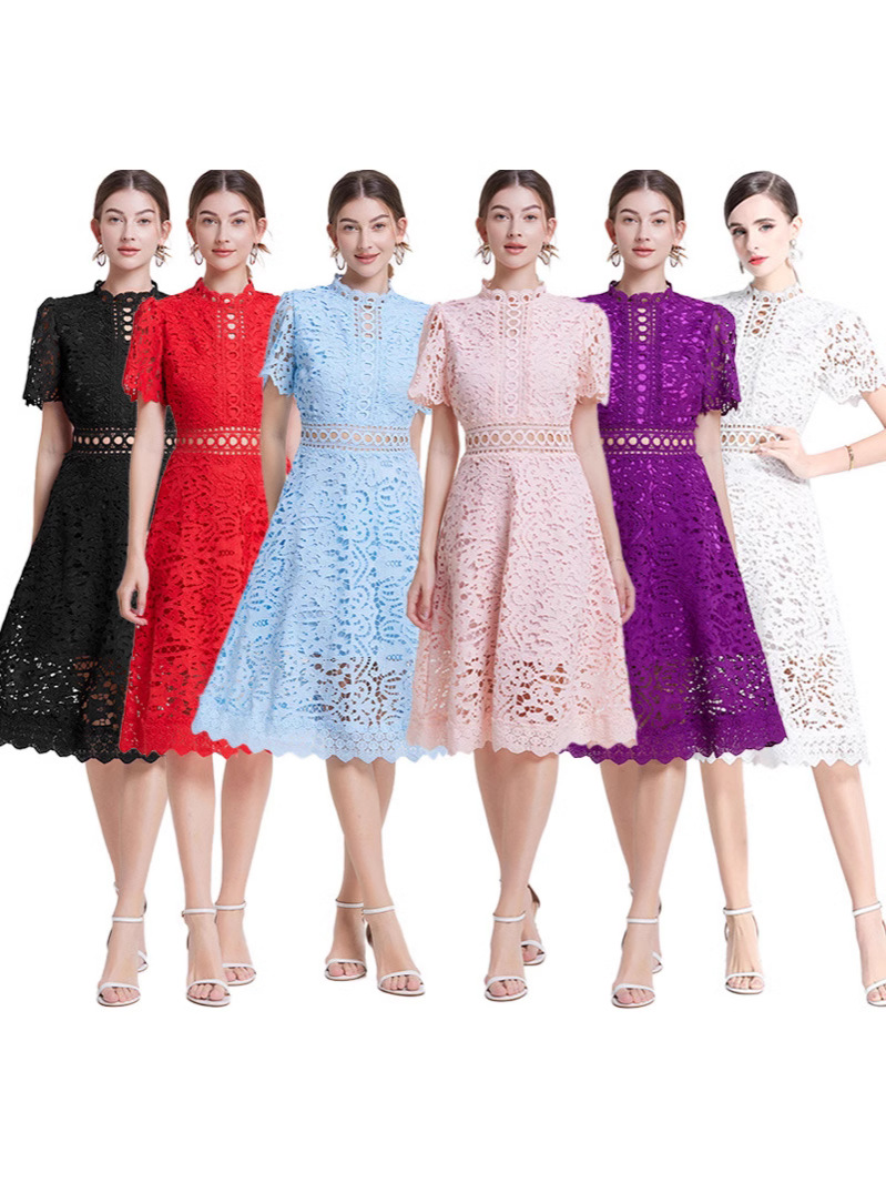 in stock 2025 cross-border foreign trade independent station new French short sleeve summer fashion waist long dress women