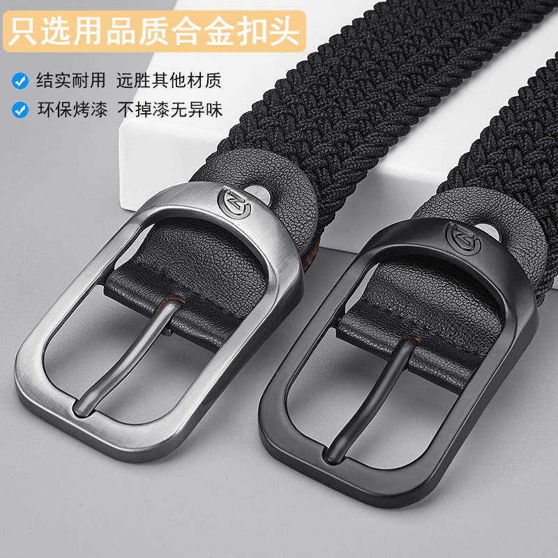 Picture of Korean-style Casual Couple Student Pin Buckle Belt Black Belt All-match Elastic Woven Punch-free Belt