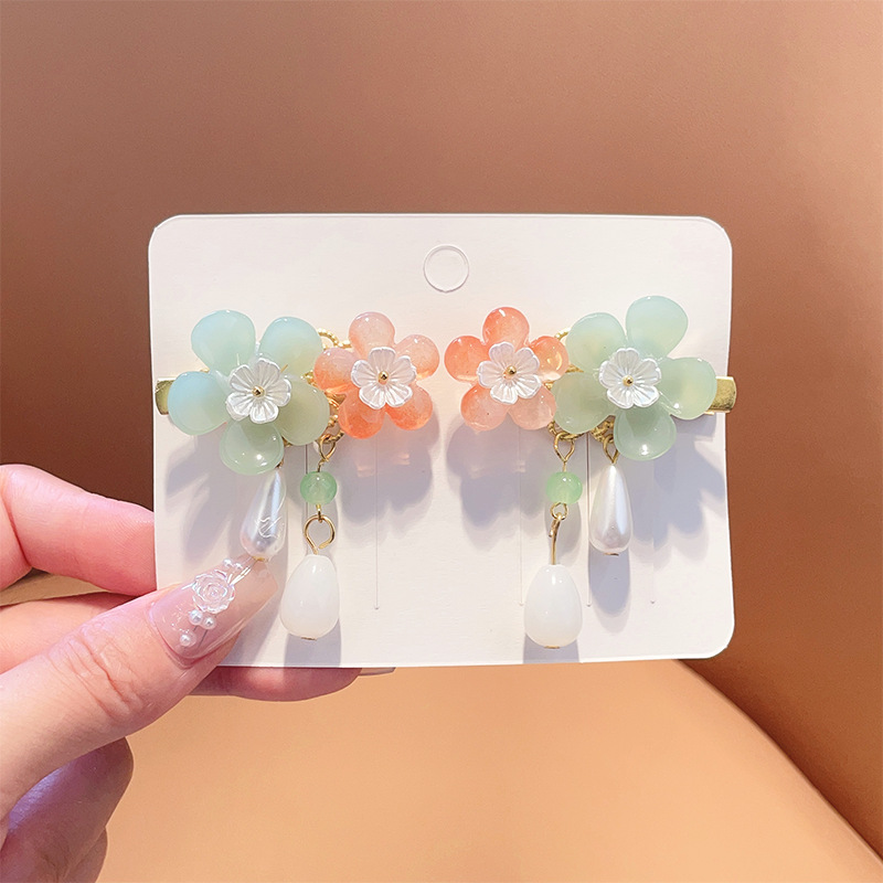 Picture of Hanfu Headwear for Girls and Children Chinese Style Walking Tassel Hairpin for Girls Super Fairy Princess Ancient Dress Flower Hairpin Headwear