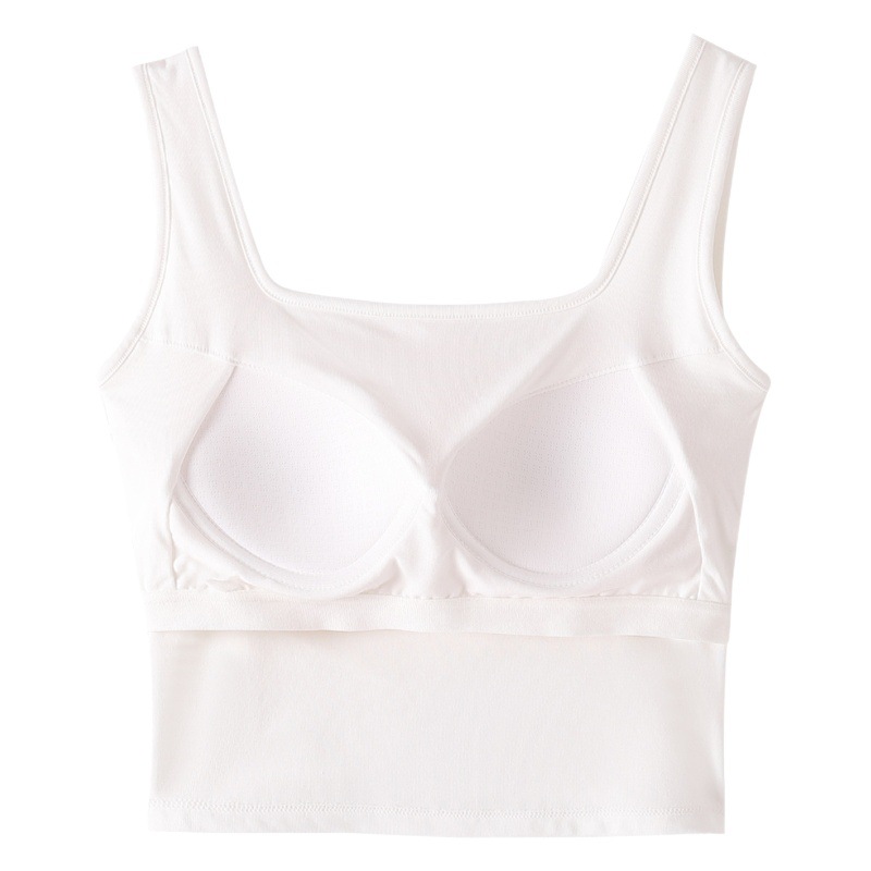 Beauty back slim-fit sleeveless vest with chest pad Cup one-piece Sling short bottoming navel all-match outer wear top