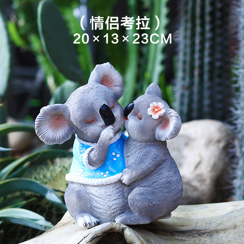 Picture of Garden Cartoon Couple Rabbit Koala Ornaments Outdoor Garden Courtyard Villa Farm Landscape Decoration Crafts