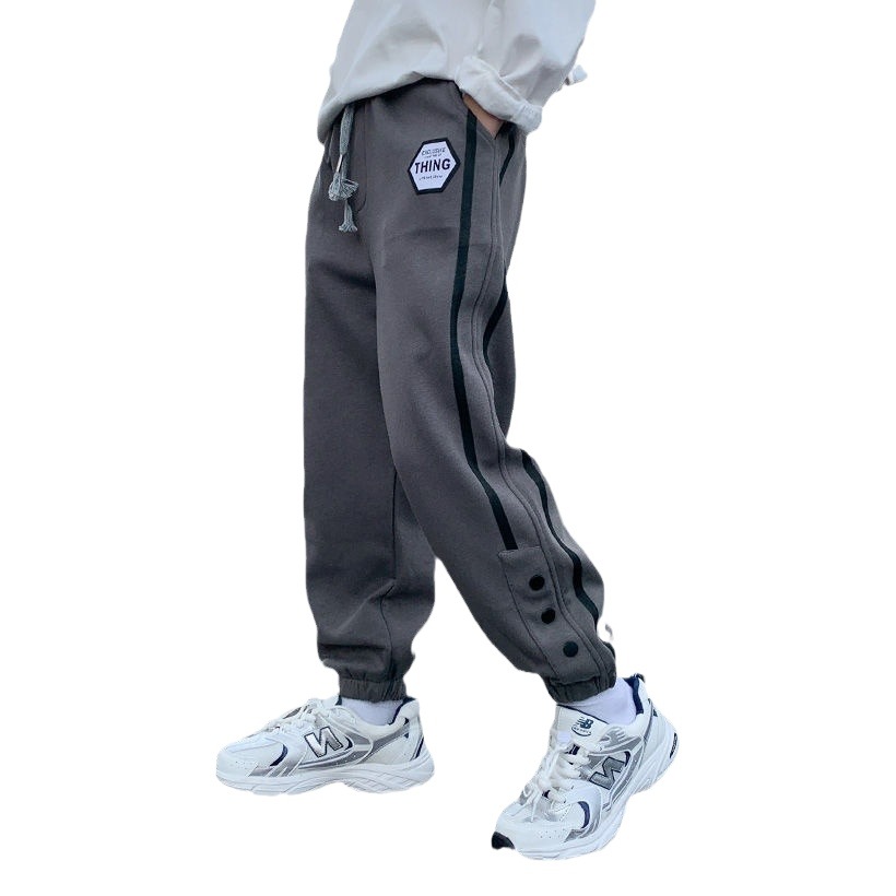 Winter Boys' Pants Men's Loose Trendy Middle and Large Children's Casual Pants fleece-lined Thickened Boys Trousers Children's Sports Pants