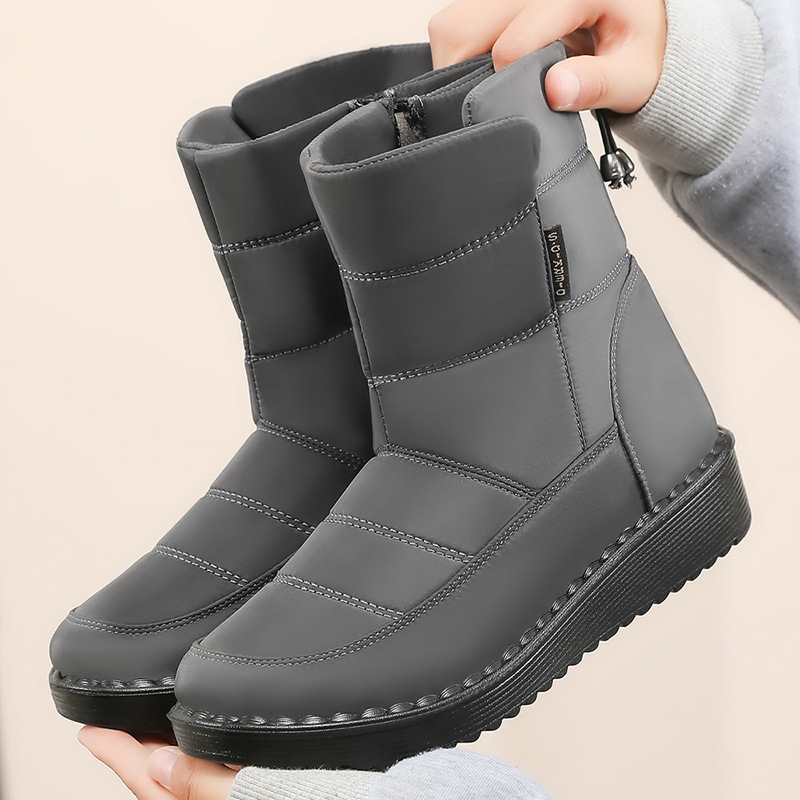 Cotton Shoes 2025 Winter Cross-Border Long Boots for Women Wholesale Fleece-Lined Thickeneded Warm Snow Boots Polyurethane Lightweight Cotton Boots