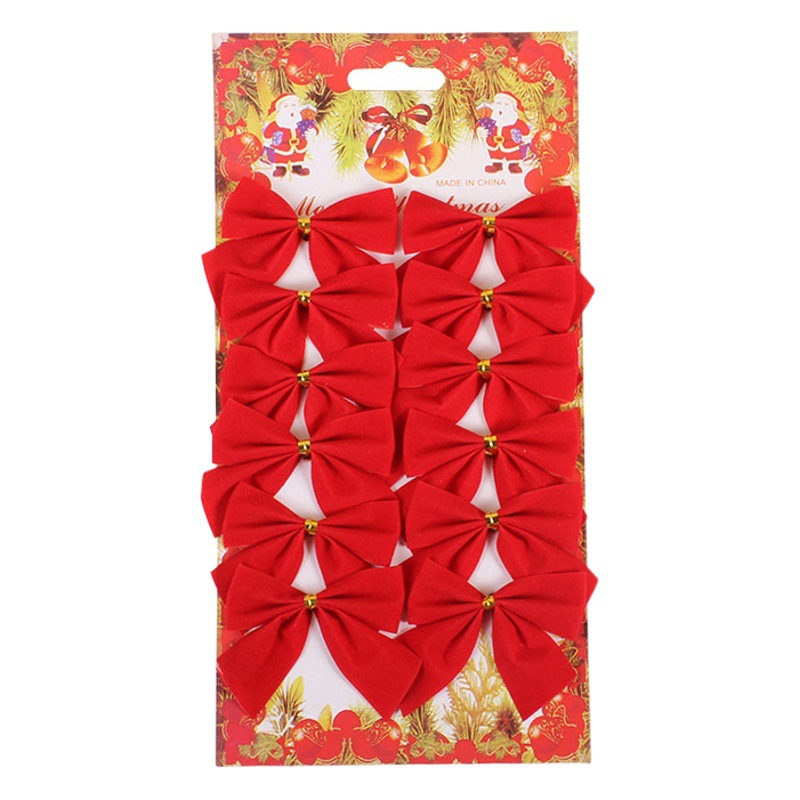 Christmas bow Christmas tree pendant gold and silver 5cm a pack of 12 cardboard packaging red bow decoration