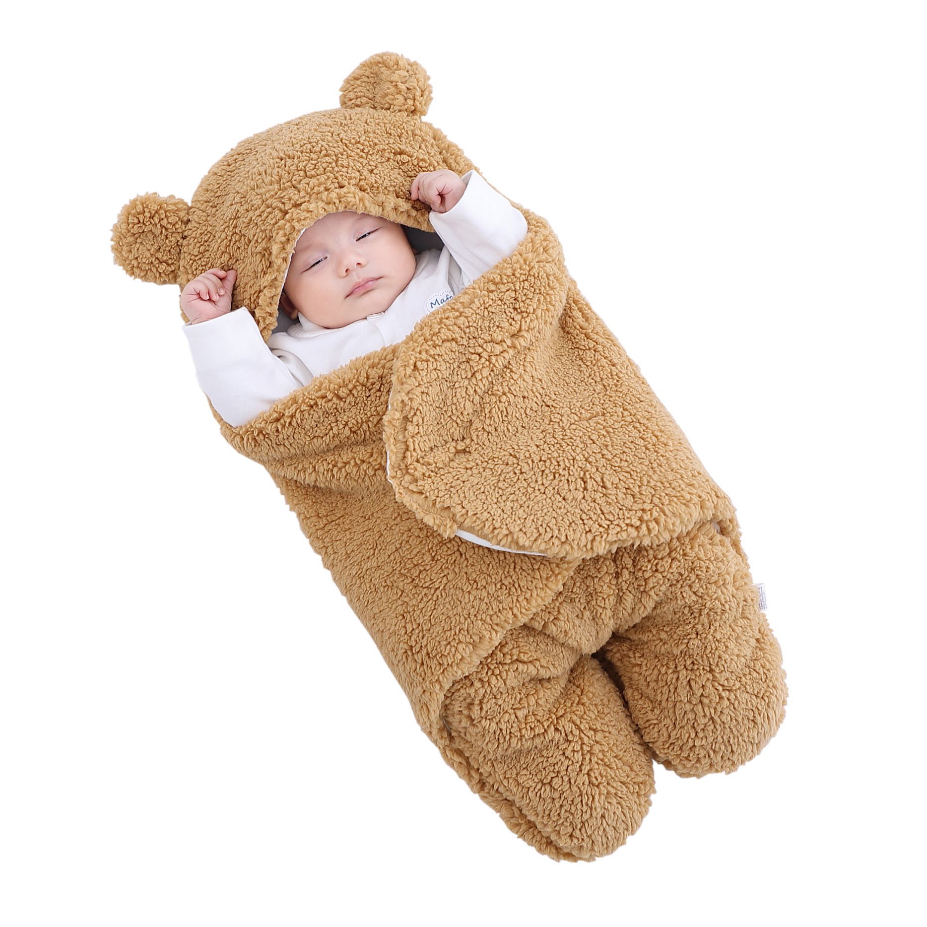 Picture of Baby Holding Sleeper Autumn and Winter Thickened Newborn Baby Swaddling Supplies Anti-startling Outgoing Bag Sleeping Bag