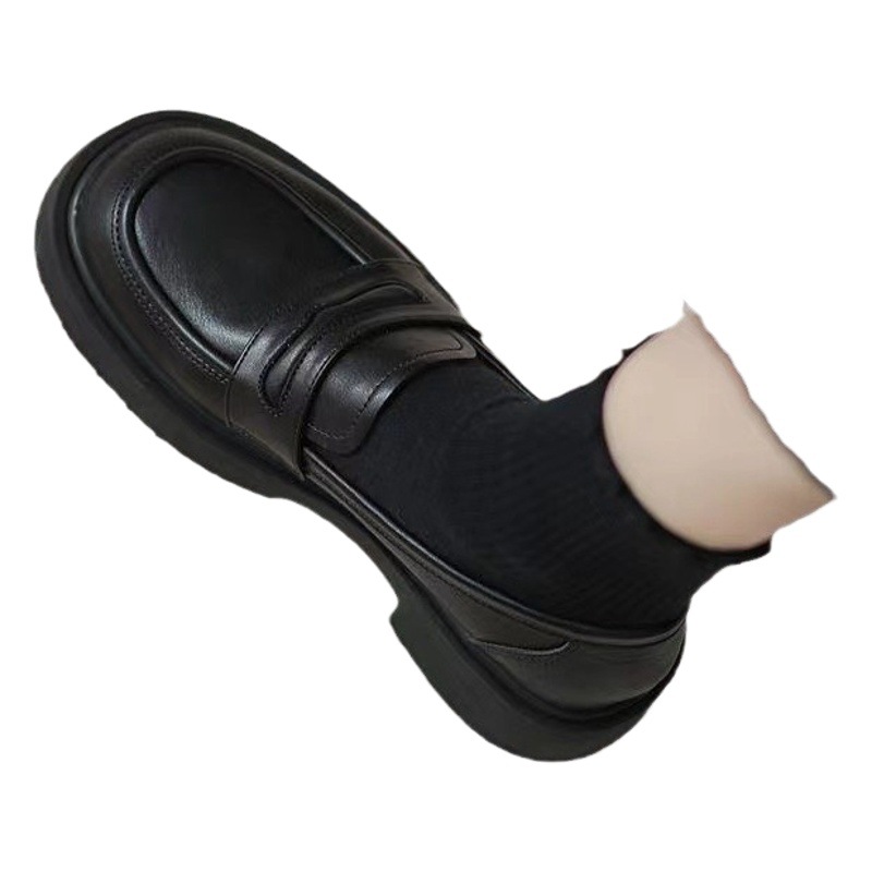 Real Soft Leather Loafers for Women 2024 Spring and Summer Women's Shoes Thick-Soled Slip-On Jk Flats Increased British Style Small Leather Shoes