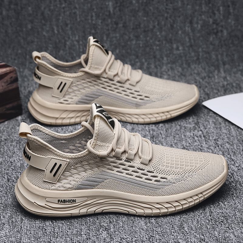 Large Size Men's Shoes Summer 2025 Breathable Coconut Shoes Mesh Fly Woven Casual Sports Running Shoes Lightweight Versatile Mesh Shoes