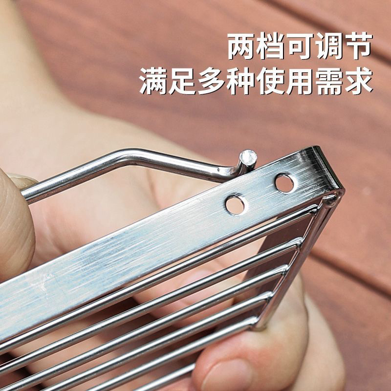 Picture of Outdoor Camping Hob Holder Portable Cooking Folding Adjustable Hob Barbecue Grill Stainless Steel Grill Mesh Pot Rack