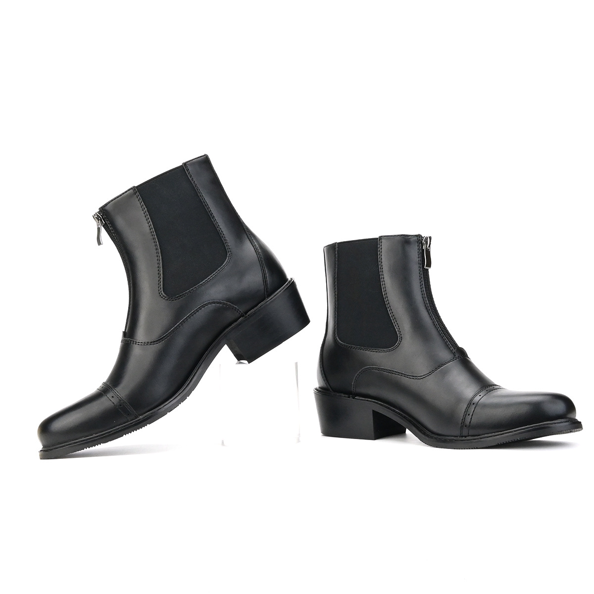 Men's Casual Chelsea Boots British Double Elasto Zipper Boots