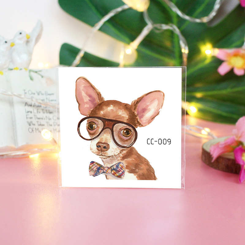 Picture of Cat and Dog Tattoo Stickers Waterproof Girls/Kidsren Cute Little Stickers Cartoon Animal Pet Tattoo Stickers