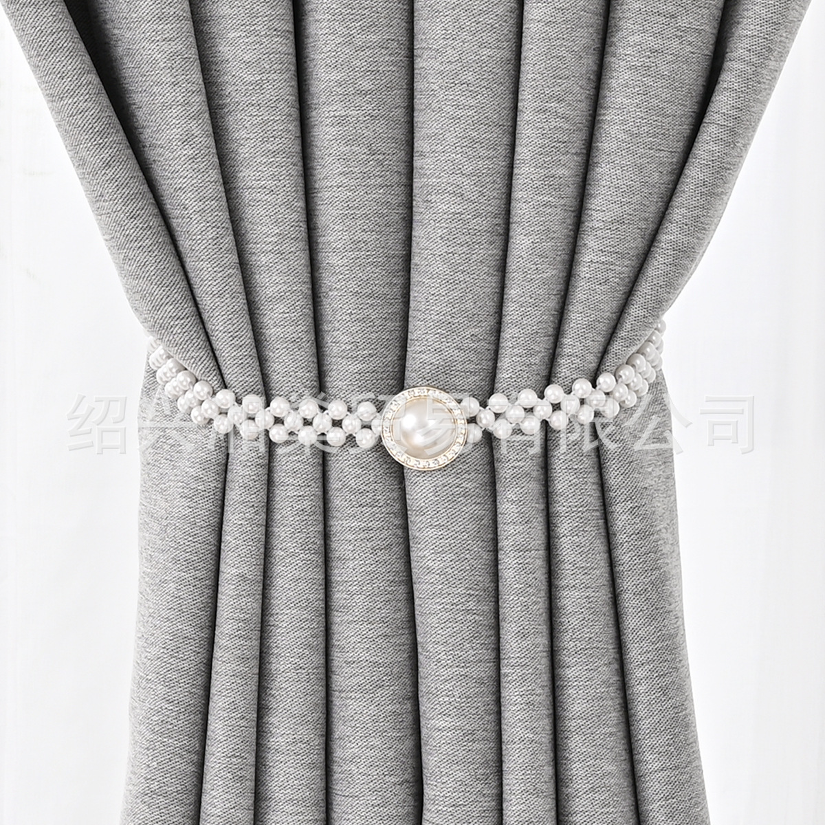 Cross-border Amazon Middle East South Asia Gold Rim Large Pearl Curtain Strap Curtain Decorative Window Screen Buckle Finished Products