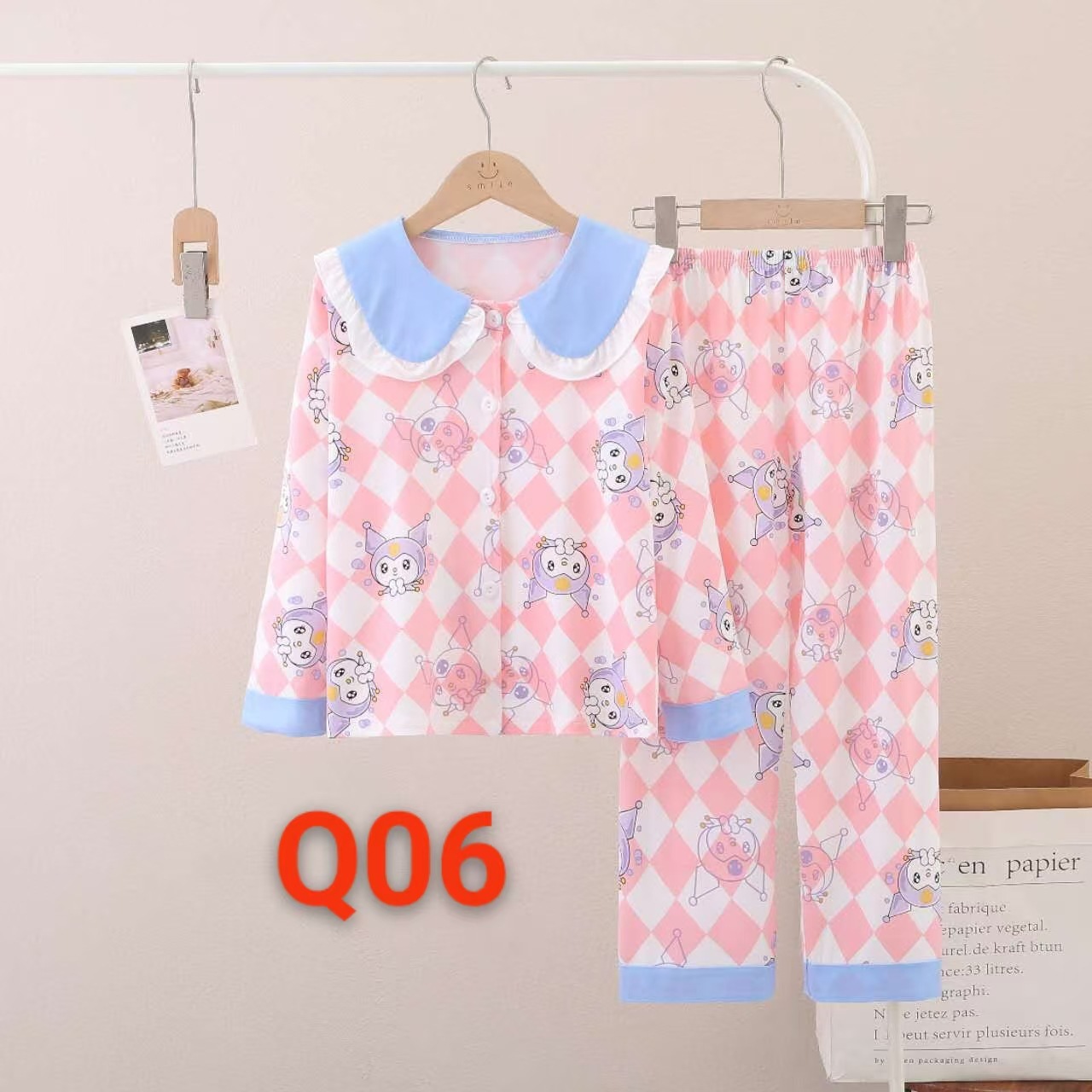 Picture of Girls' Pajamas Spring and Autumn New Lapel Long Sleeve suit Children's Home Clothes Cardigan Home Clothes Middle and Big Children